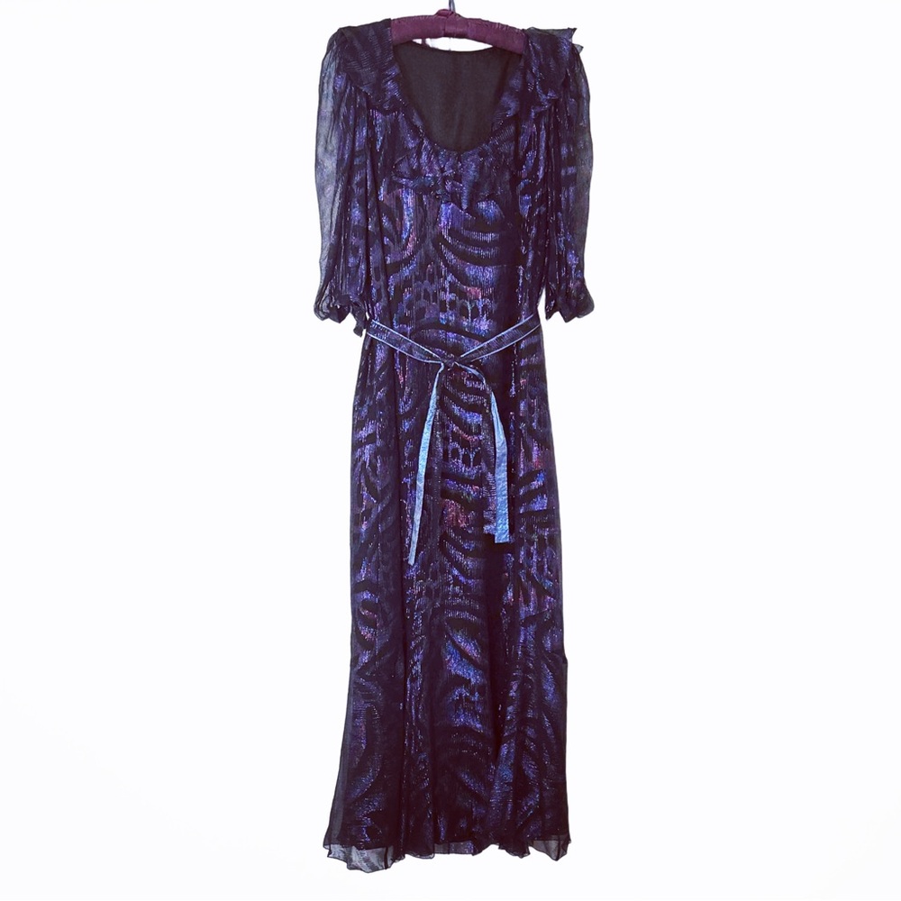 Elegant Vintage hand made Black and Blue Women's evening Dress